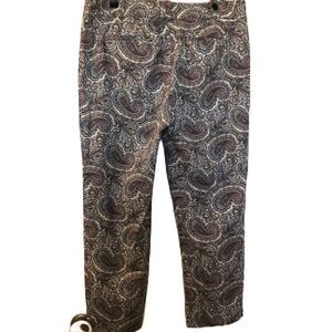 Talbots Women's Paisley Crop Pants Size 8 The Perfect Crop Zip Closure